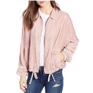 BB DAKOTA pink velvet bomber jacket